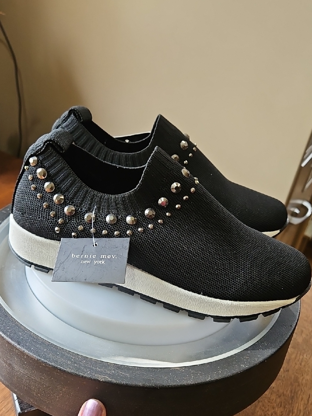 Bernie Mev Black Studded Slip-On Sneakers